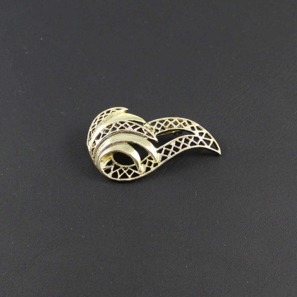 Vintage Gold-Tone Abstract Brooch Pin